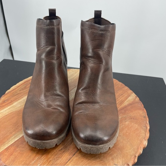Korks Elsie Ankle Chunky Heel Boots in Brown Women Size 8.5 faux leather - Picture 2 of 8